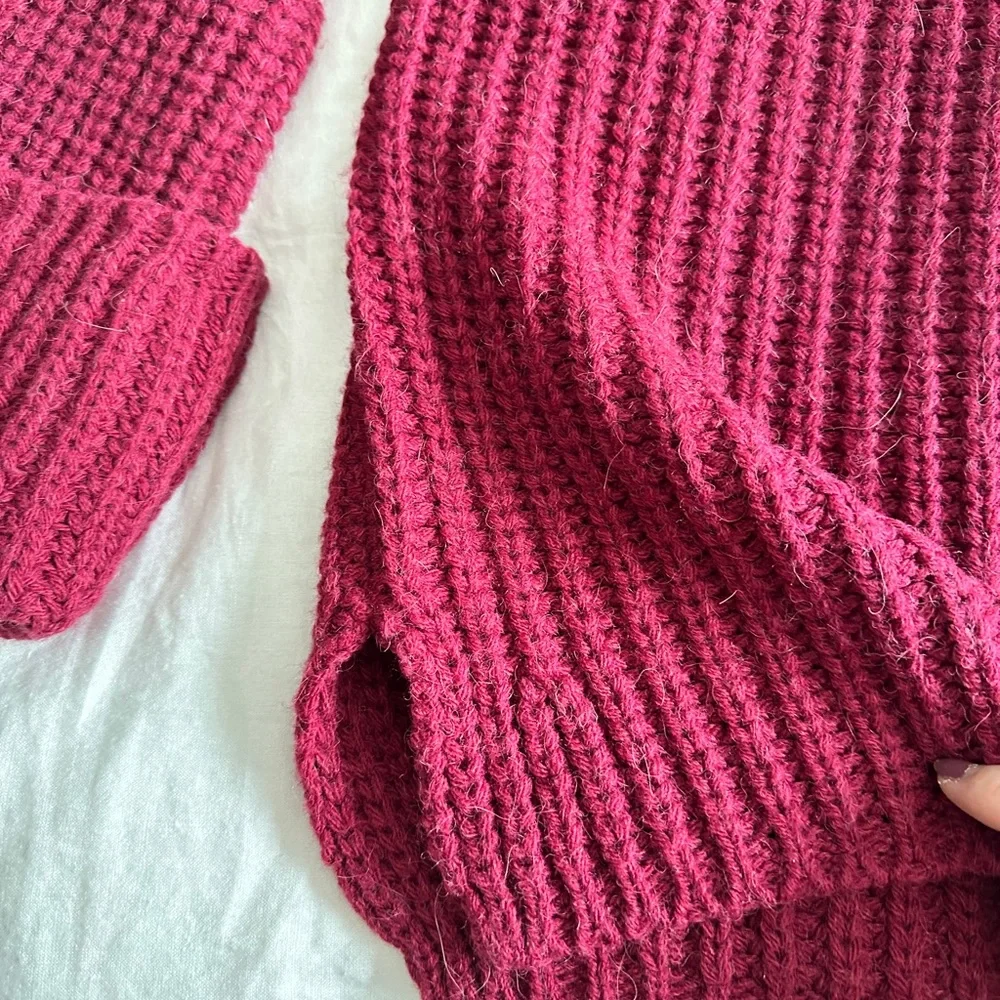 Maje Ribbed Knit Sweater - Deep Red - Picture 3 of 9